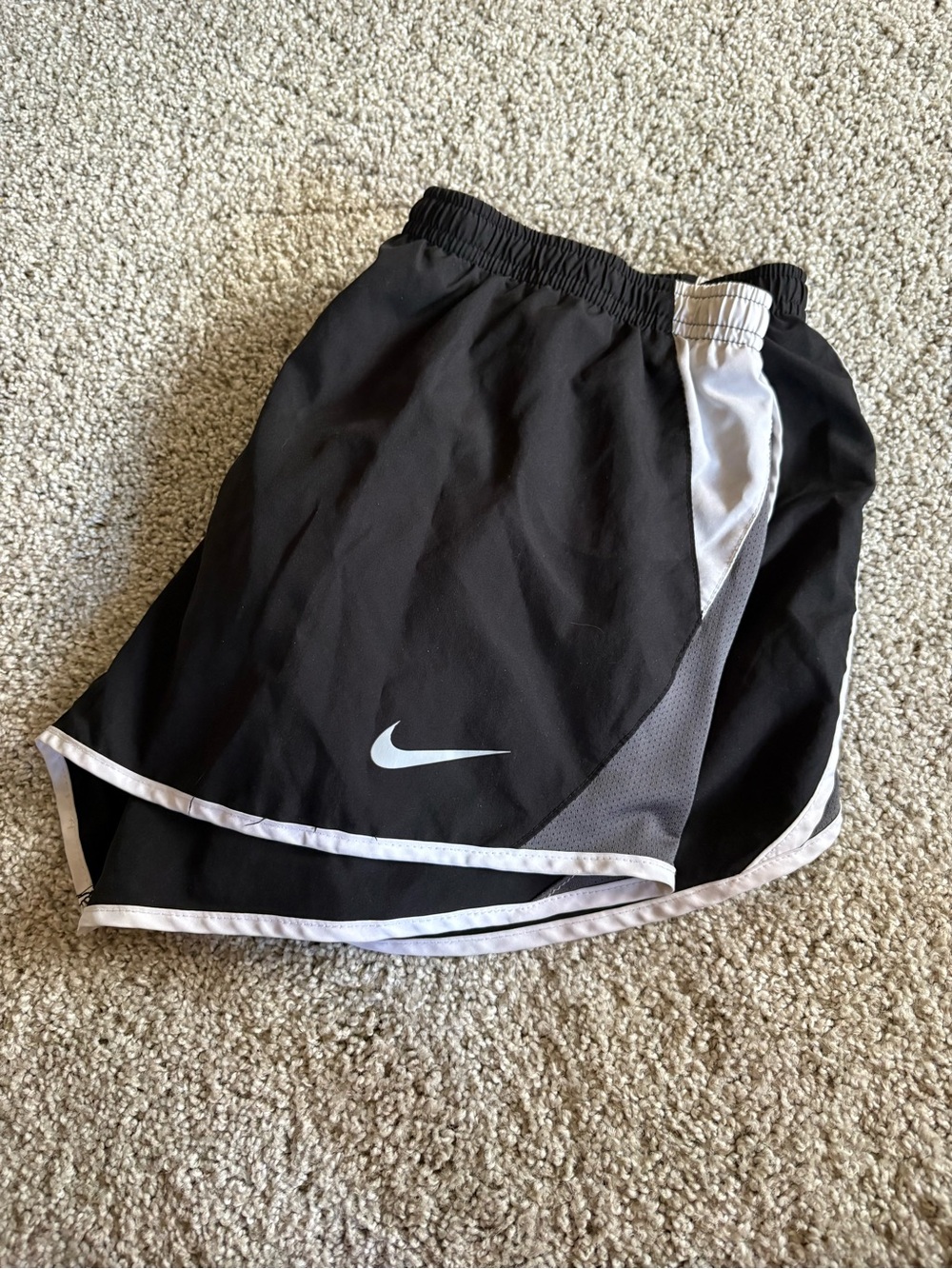 Nike Women's Black Shorts with White Trim and Swoosh